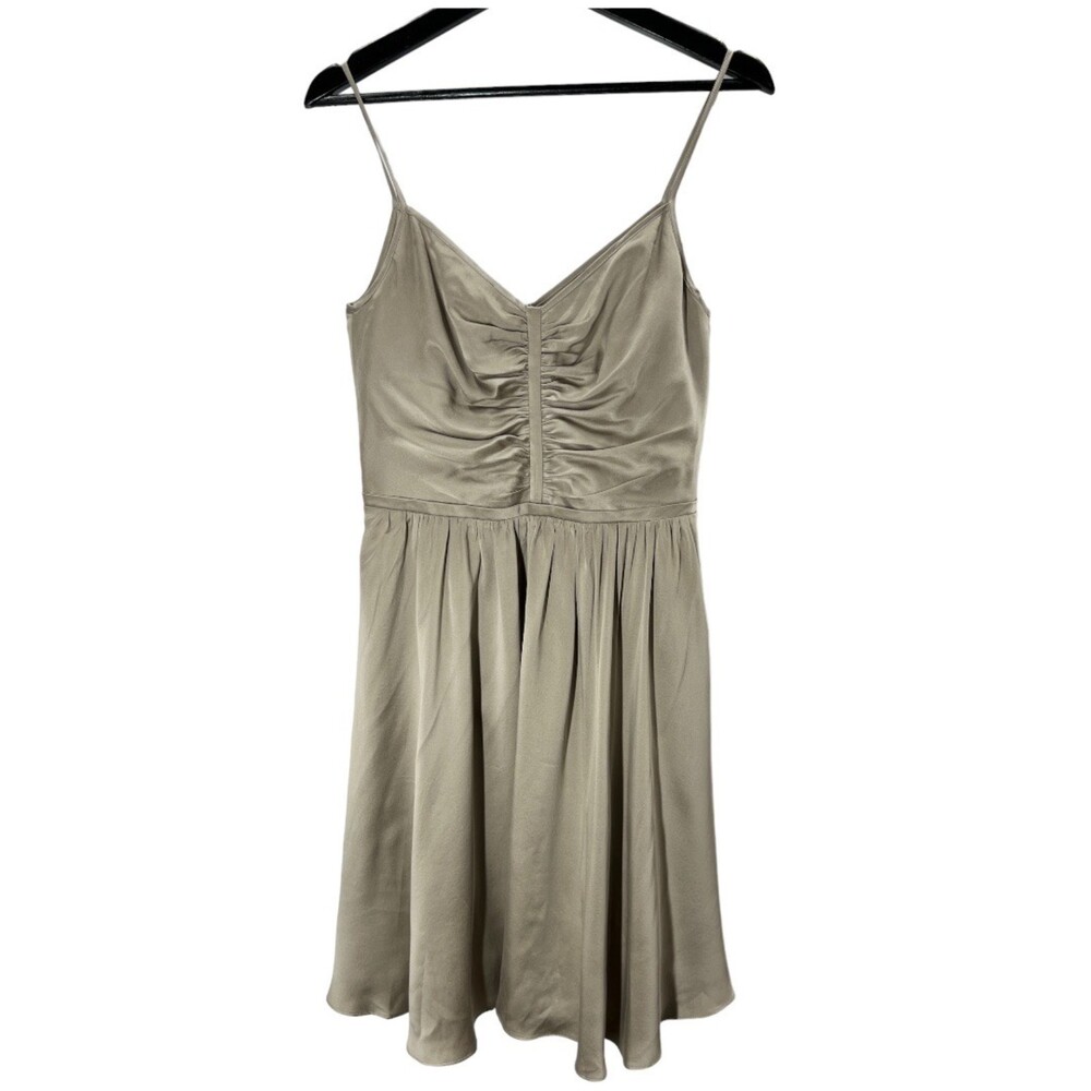 Banana Republic dress sz 4 silk slip dress tank v neck taupe womens NEW - Picture 3 of 10